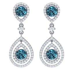 3.94 ctw Fancy Blue, SI Diamond Earrings 18K White Gold - REF-354F5N - SKU:39114