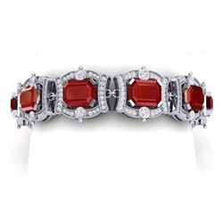 43.87 ctw Ruby & VS Diamond Bracelet 18K White Gold - REF-836X4R - SKU:38778