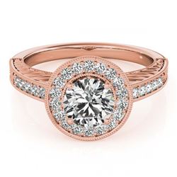 1.07 ctw VS/SI Diamond Halo Ring 18K Rose Gold - REF-162K2W - SKU:26522