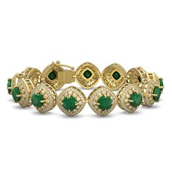 37.35 ctw Emerald & Diamond Bracelet 14K Yellow Gold - REF-956W7H - SKU:44146
