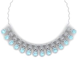 55.35 ctw Sky Topaz & VS Diamond Necklace 18K White Gold - REF-927R3K - SKU:39072