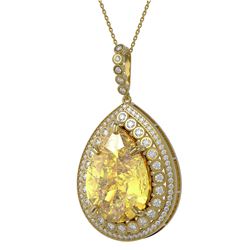 57.84 ctw Canary Citrine & Diamond Necklace 14K Yellow Gold - REF-480M2F - SKU:43360