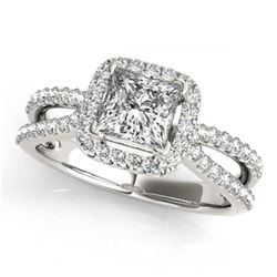 1.50 ctw VS/SI Princess Diamond Halo Ring 18K White Gold - REF-300Y2X - SKU:27132
