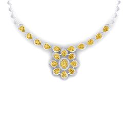 28.51 ctw Canary Citrine & VS Diamond Necklace 18K White Gold - REF-527W3H - SKU:39042