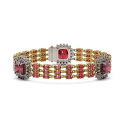 36.01 ctw Tourmaline & Diamond Bracelet 14K Yellow Gold - REF-672Y7X - SKU:45328