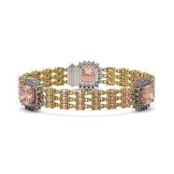 34.15 ctw Morganite & Diamond Bracelet 14K Yellow Gold - REF-654A5V - SKU:45322