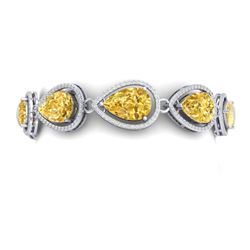 21.47 ctw Canary Citrine & VS Diamond Bracelet 18K White Gold - REF-418X2R - SKU:39567