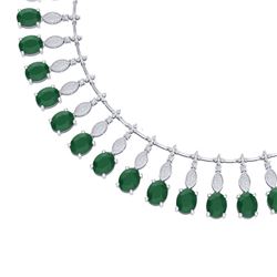 65.62 ctw Emerald & VS Diamond Necklace 18K White Gold - REF-1254W5H - SKU:39120