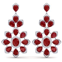 51.8 ctw Ruby & VS Diamond Earrings 18K White Gold - REF-527W3H - SKU:39048