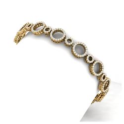 4 ctw SI/I Diamond Halo Bracelet 18K Yellow Gold - REF-298H5M - SKU:40177