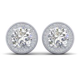 4 ctw VS/SI Diamond Art Deco Stud Earrings 18K White Gold - REF-1102M8F - SKU:32786