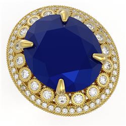 29.04 ctw Sapphire & Diamond Ring 14K Yellow Gold - REF-423X6R - SKU:43918