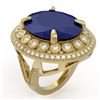 Image 2 : 29.04 ctw Sapphire & Diamond Ring 14K Yellow Gold - REF-423X6R - SKU:43918