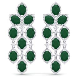 26.15 ctw Emerald & VS Diamond Earrings 18K White Gold - REF-527V3Y - SKU:38922