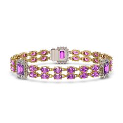 26.34 ctw Amethyst & Diamond Bracelet 14K Yellow Gold - REF-248N4A - SKU:45178