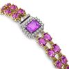 Image 3 : 26.34 ctw Amethyst & Diamond Bracelet 14K Yellow Gold - REF-248N4A - SKU:45178