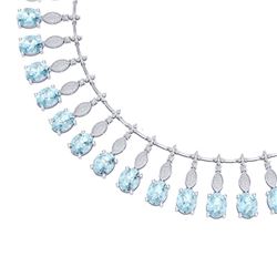 65.76 ctw Sky Topaz & VS Diamond Necklace 18K White Gold - REF-945V5Y - SKU:39132