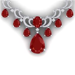 36.85 ctw Ruby & VS Diamond Necklace 18K White Gold - REF-981N8A - SKU:38658