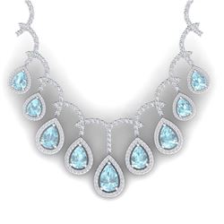 32.62 ctw Sky Topaz & VS Diamond Necklace 18K White Gold - REF-781H8M - SKU:39354