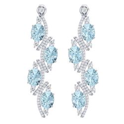 15.72 ctw Sky Topaz & VS Diamond Earrings 18K White Gold - REF-240V9Y - SKU:38988