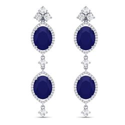 15.81 ctw Sapphire & VS Diamond Earrings 18K White Gold - REF-290H9M - SKU:38910
