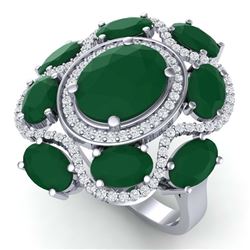 9.86 ctw Emerald & VS Diamond Ring 18K White Gold - REF-218A2V - SKU:39291