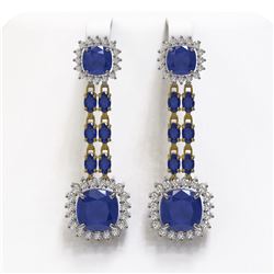 19.88 ctw Sapphire & Diamond Earrings 14K Yellow Gold - REF-283A3V - SKU:44917