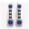 19.88 ctw Sapphire & Diamond Earrings 14K Yellow Gold - REF-283A3V - SKU:44917