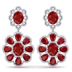 33.88 ctw Ruby & VS Diamond Earrings 18K White Gold - REF-472V7Y - SKU:39156
