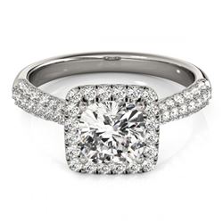 1 ctw VS/SI Cushion Diamond Halo Ring 18K White Gold - REF-115A9V - SKU:27096