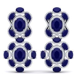 33.5 ctw Sapphire & VS Diamond Earrings 18K White Gold - REF-527F3N - SKU:39315