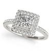 1.50 ctw VS/SI Princess Diamond Halo Ring 18K White Gold - REF-286M4F - SKU:27144