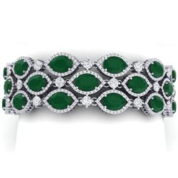 47.84 ctw Emerald & VS Diamond Bracelet 18K White Gold - REF-1181X8R - SKU:38886