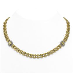 51.66 ctw Citrine & Diamond Necklace 14K Yellow Gold - REF-427V3Y - SKU:45124