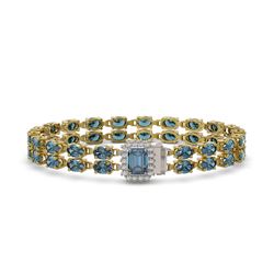 27.91 ctw London Topaz & Diamond Bracelet 14K Yellow Gold - REF-196H2M - SKU:45802
