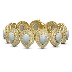 46.44 ctw Opal & Diamond Bracelet 14K Yellow Gold - REF-1468W4H - SKU:43273