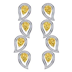 14.63 ctw Canary Citrine & VS Diamond Earrings 18K White Gold - REF-281Y8X - SKU:39462