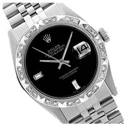 Rolex Ladies Stainless Steel, Diam Dial with Pyrimid Diam Bezel, Sapphire Crystal  - REF-395K2T