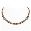 61.05 ctw Sapphire & Diamond Necklace 14K Yellow Gold - REF-689K6W - SKU:45130
