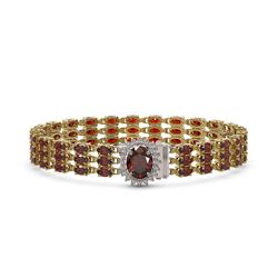 22.57 ctw Garnet & Diamond Bracelet 14K Yellow Gold - REF-172N8A - SKU:45868