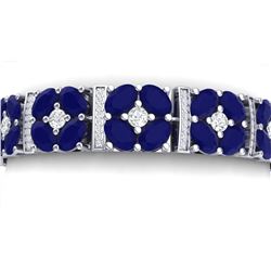 48.04 ctw Sapphire & VS Diamond Bracelet 18K White Gold - REF-709M3F - SKU:39018