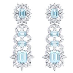 33.36 ctw Sky Topaz & VS Diamond Earrings 18K White Gold - REF-527A3V - SKU:39414