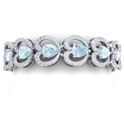 33.43 ctw Sky Topaz & VS Diamond Bracelet 18K White Gold - REF-594H5M - SKU:38694