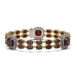 39.63 ctw Garnet & Diamond Bracelet 14K Yellow Gold - REF-286X7R - SKU:44899
