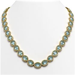 68.17 ctw Sky Topaz & Diamond Halo Necklace 10K Yellow Gold - REF-654Y5X - SKU:40681