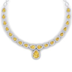 48.24 ctw Canary Citrine & VS Diamond Necklace 18K White Gold - REF-781M8F - SKU:39432