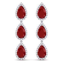 27.06 ctw Ruby & VS Diamond Earrings 18K White Gold - REF-400X2R - SKU:38844