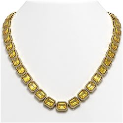 77.35 ctw Fancy Citrine & Diamond Halo Necklace 10K Yellow Gold - REF-737M3F - SKU:41518