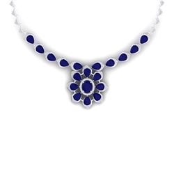 30.70 ctw Sapphire & VS Diamond Necklace 18K White Gold - REF-654N5A - SKU:39036