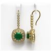 Image 2 : 12.9 ctw Emerald & Diamond Earrings 14K Yellow Gold - REF-266Y9X - SKU:43954